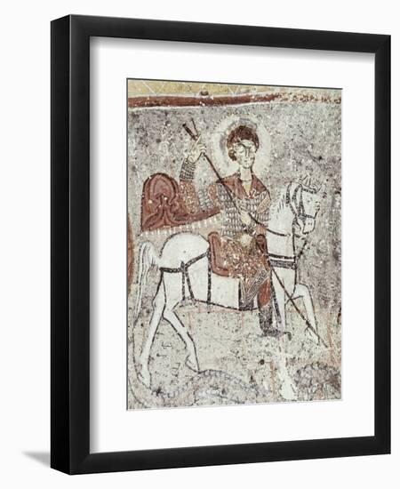 Fresco in Church of the Serpent, Figure Could be St. George, Goreme, Cappadocia, Anatolia, Turkey-Adam Woolfitt-Framed Photographic Print