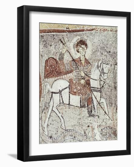 Fresco in Church of the Serpent, Figure Could be St. George, Goreme, Cappadocia, Anatolia, Turkey-Adam Woolfitt-Framed Photographic Print