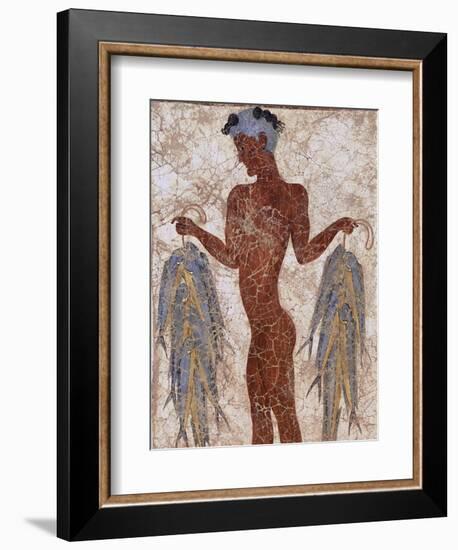 Fresco of a Fisherman from Akrotiri, Island of Santorini, Greece-Gavin Hellier-Framed Photographic Print