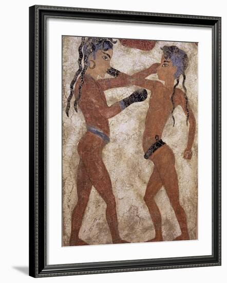 Fresco of Children Boxing from Akrotiri, Island of Santorini, Greece-Gavin Hellier-Framed Photographic Print