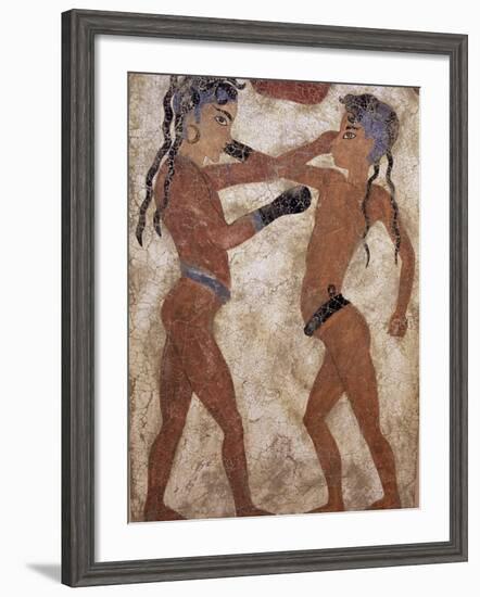 Fresco of Children Boxing from Akrotiri, Island of Santorini, Greece-Gavin Hellier-Framed Photographic Print