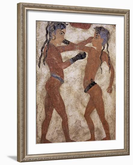 Fresco of Children Boxing from Akrotiri, Island of Santorini, Greece-Gavin Hellier-Framed Photographic Print