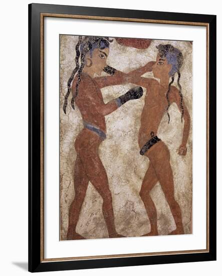 Fresco of Children Boxing from Akrotiri, Island of Santorini, Greece-Gavin Hellier-Framed Photographic Print