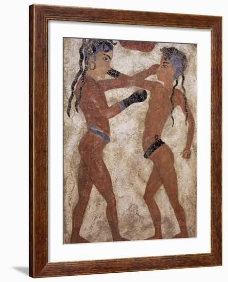 Fresco of Children Boxing from Akrotiri, Island of Santorini, Greece-Gavin Hellier-Framed Photographic Print