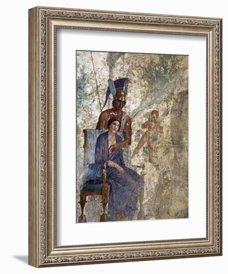 Fresco of Venus Seduced By Mars With Cupid and Maid, House of Punished Love From Pompeii-null-Framed Photographic Print