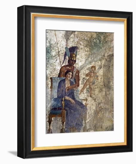 Fresco of Venus Seduced By Mars With Cupid and Maid, House of Punished Love From Pompeii-null-Framed Photographic Print