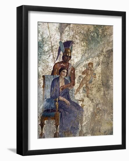 Fresco of Venus Seduced By Mars With Cupid and Maid, House of Punished Love From Pompeii-null-Framed Photographic Print