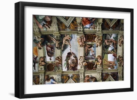 Frescoes of the Ceiling of Sistine Chapel-Michelangelo Buonarroti-Framed Giclee Print