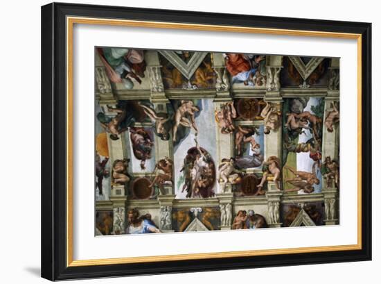 Frescoes of the Ceiling of Sistine Chapel-Michelangelo Buonarroti-Framed Giclee Print