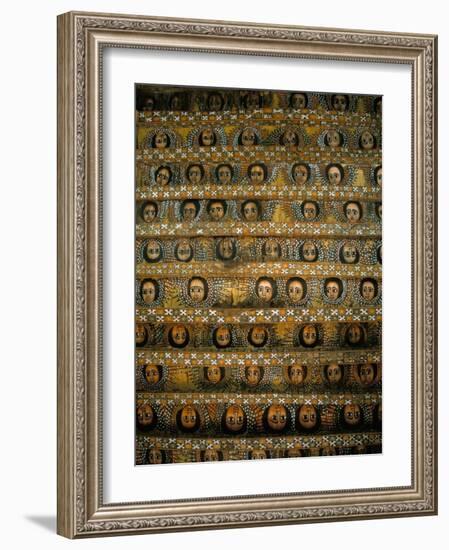 Frescoes on Ceiling of Debre Berham (Debre Birhan Selassie) Church, Gondar, Ethiopia, Africa-David Poole-Framed Photographic Print