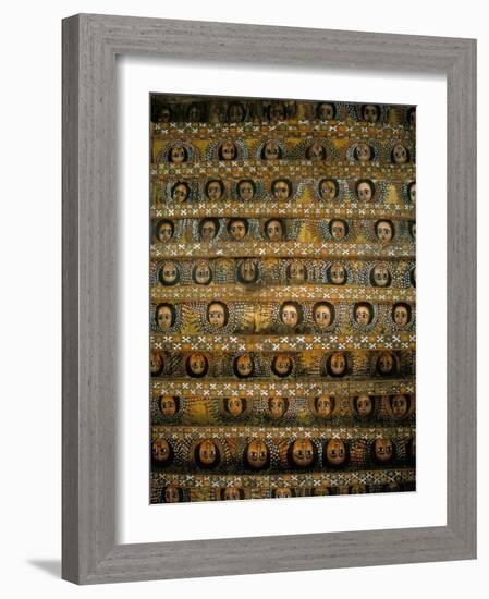 Frescoes on Ceiling of Debre Berham (Debre Birhan Selassie) Church, Gondar, Ethiopia, Africa-David Poole-Framed Photographic Print