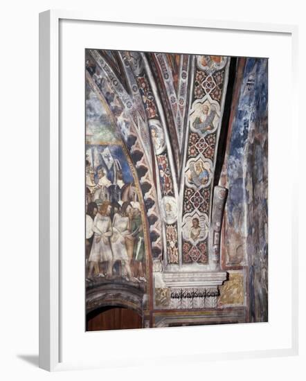 Frescoes on Lower Part of Arch in Upper Church of Sacro Speco Monastery, Subiaco, Italy-null-Framed Giclee Print