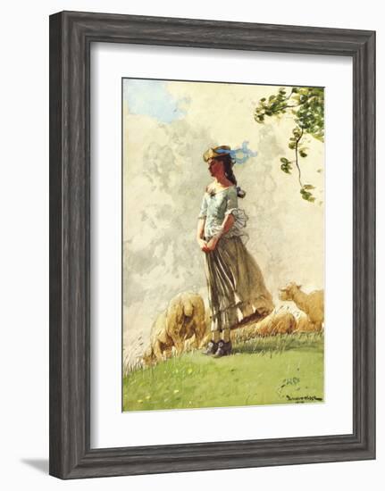 Fresh Air with Sheep-Winslow Homer-Framed Giclee Print