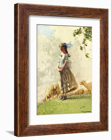 Fresh Air with Sheep-Winslow Homer-Framed Giclee Print