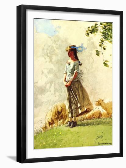 Fresh Air with Sheep-Winslow Homer-Framed Giclee Print