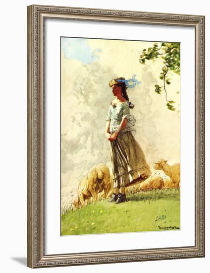 Fresh Air with Sheep-Winslow Homer-Framed Giclee Print