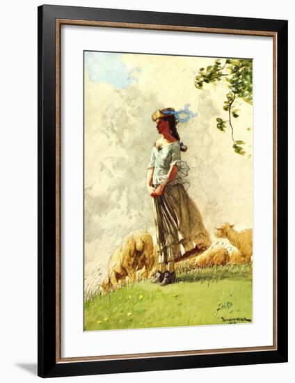 Fresh Air with Sheep-Winslow Homer-Framed Giclee Print