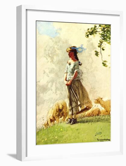 Fresh Air with Sheep-Winslow Homer-Framed Giclee Print