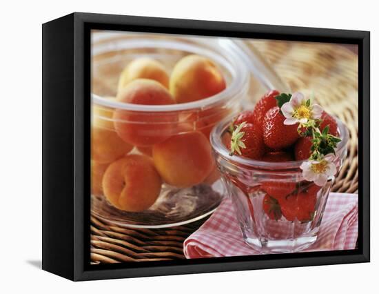 Fresh Apricots and Strawberries in Glass Jars-Eising Studio - Food Photo and Video-Framed Premier Image Canvas