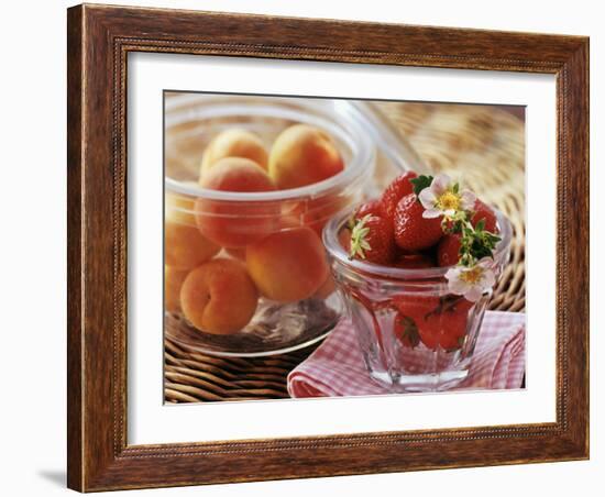 Fresh Apricots and Strawberries in Glass Jars-Eising Studio - Food Photo and Video-Framed Photographic Print