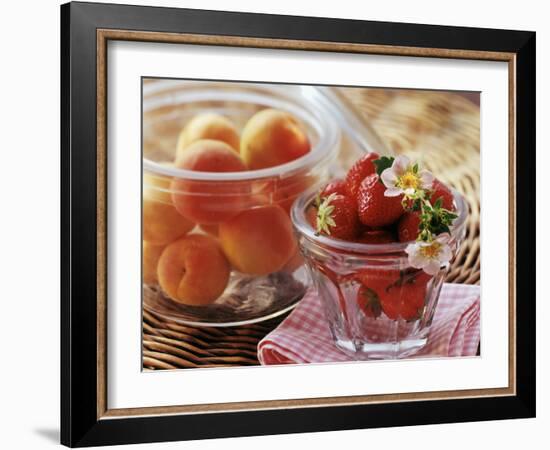 Fresh Apricots and Strawberries in Glass Jars-Eising Studio - Food Photo and Video-Framed Photographic Print