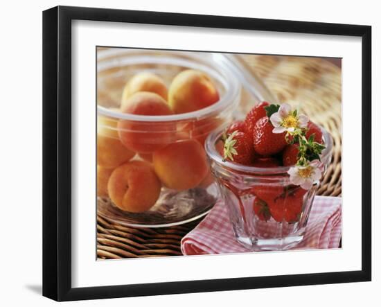 Fresh Apricots and Strawberries in Glass Jars-Eising Studio - Food Photo and Video-Framed Photographic Print