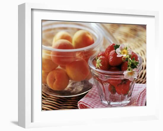 Fresh Apricots and Strawberries in Glass Jars-Eising Studio - Food Photo and Video-Framed Photographic Print