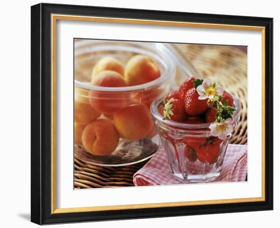 Fresh Apricots and Strawberries in Glass Jars-Eising Studio - Food Photo and Video-Framed Photographic Print