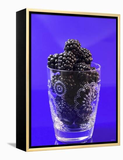 Fresh Blackberries in a Glass-Sara Jones-Framed Premier Image Canvas