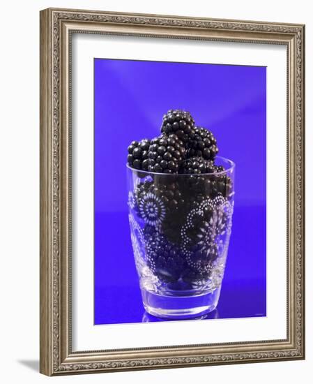 Fresh Blackberries in a Glass-Sara Jones-Framed Photographic Print