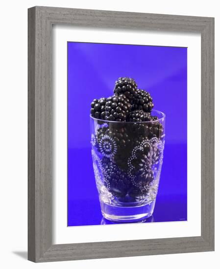 Fresh Blackberries in a Glass-Sara Jones-Framed Photographic Print