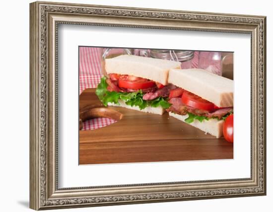 Fresh Blt on White Sandwich in Rustic Kitchen Setting-Veneratio-Framed Photographic Print