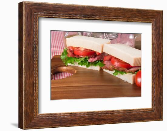 Fresh Blt on White Sandwich in Rustic Kitchen Setting-Veneratio-Framed Photographic Print