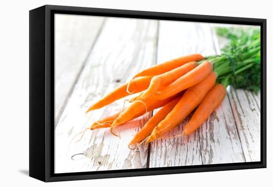 Fresh Carrots on Wooden Background-Kesu01-Framed Premier Image Canvas