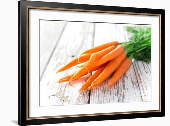 Fresh Carrots on Wooden Background-Kesu01-Framed Photographic Print