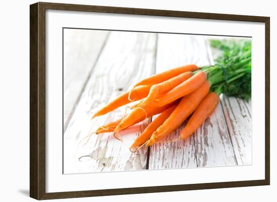 Fresh Carrots on Wooden Background-Kesu01-Framed Photographic Print