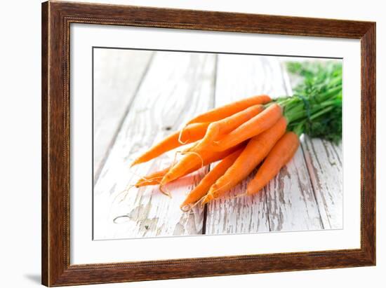 Fresh Carrots on Wooden Background-Kesu01-Framed Photographic Print