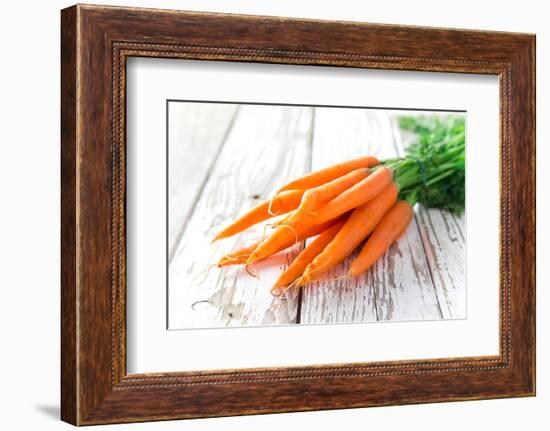 Fresh Carrots on Wooden Background-Kesu01-Framed Photographic Print