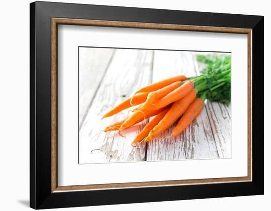 Fresh Carrots on Wooden Background-Kesu01-Framed Photographic Print