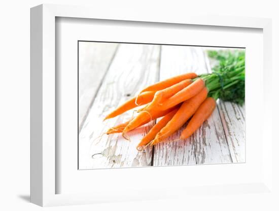 Fresh Carrots on Wooden Background-Kesu01-Framed Photographic Print