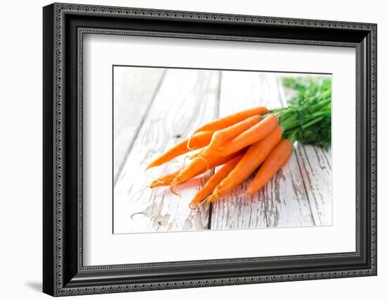 Fresh Carrots on Wooden Background-Kesu01-Framed Photographic Print