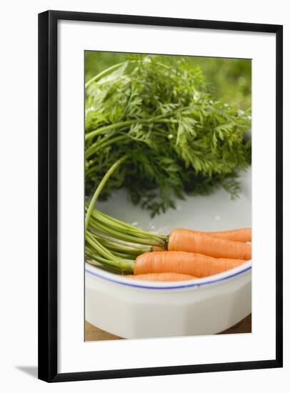 Fresh Carrots with Tops in White Dish-Foodcollection-Framed Photographic Print