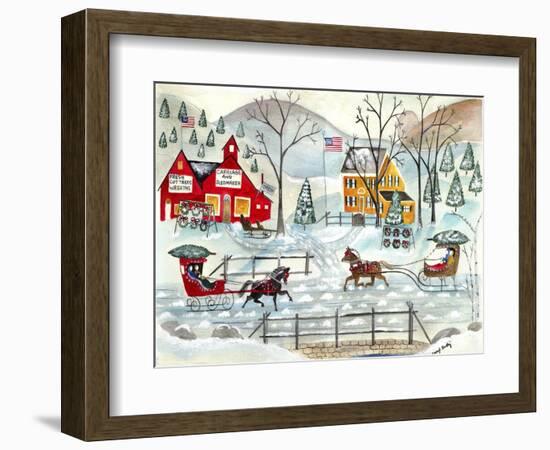 Fresh Christmas Trees and Sled Maker-Cheryl Bartley-Framed Giclee Print