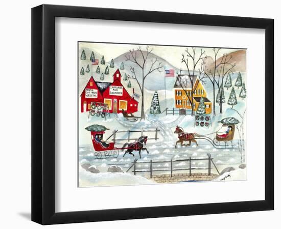 Fresh Christmas Trees and Sled Maker-Cheryl Bartley-Framed Giclee Print