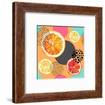 Fresh Citris and Colorful Circle Pattern-tanycya-Framed Art Print