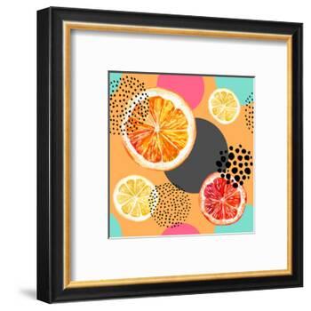 Fresh Citris and Colorful Circle Pattern-tanycya-Framed Art Print