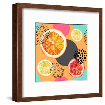 Fresh Citris and Colorful Circle Pattern-tanycya-Framed Art Print
