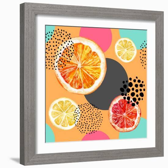 Fresh Citris and Colorful Circle Pattern-tanycya-Framed Art Print