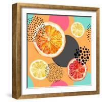Fresh Citris and Colorful Circle Pattern-tanycya-Framed Art Print