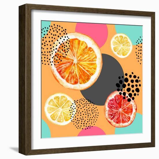 Fresh Citris and Colorful Circle Pattern-tanycya-Framed Art Print